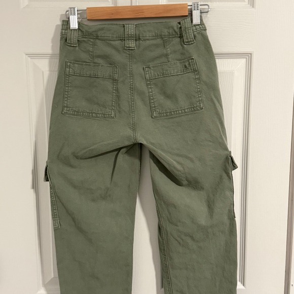 American Eagle Cargo Pants Women 0 Green Straight Leg Stretch Utility Streetwear - Picture 4 of 13